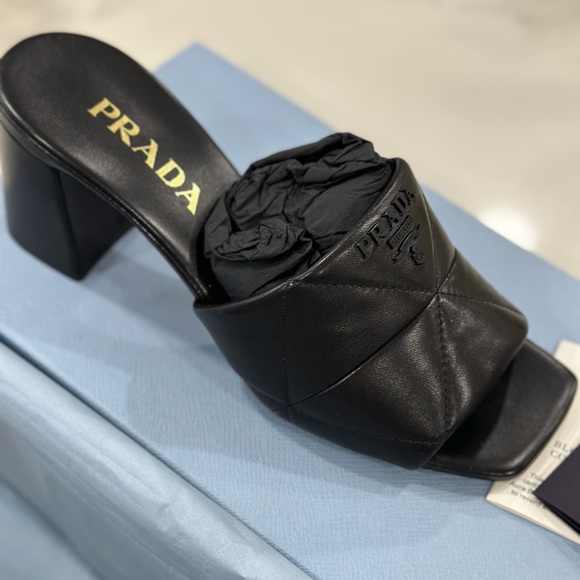 Prada Black Quilted Leather Mules - Picture 1 of 6